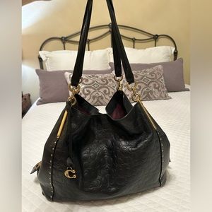 Coach Dalton 31 Signature Embossed Leather W/ Gold Rivets